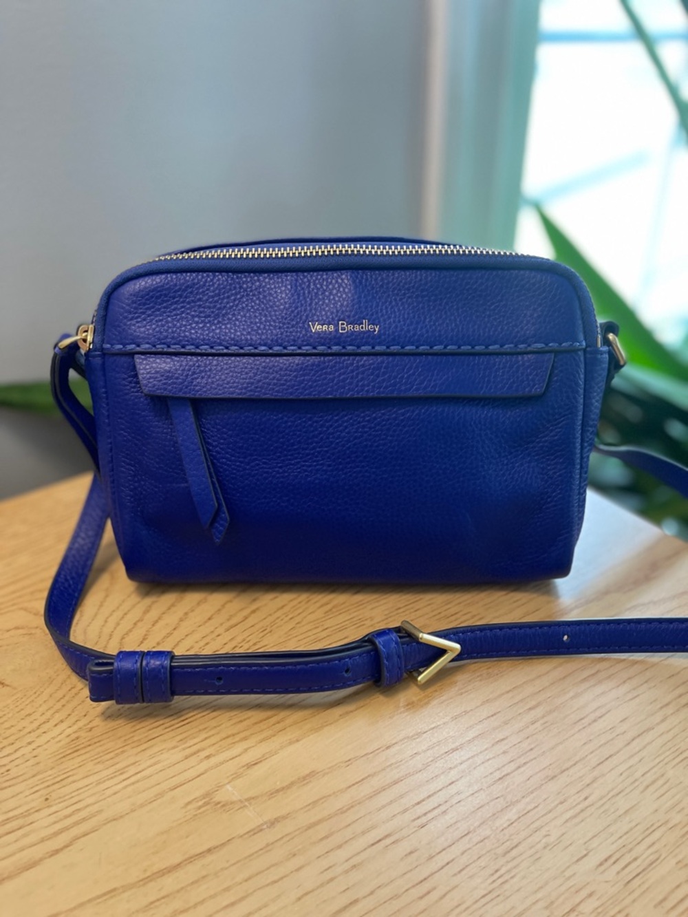 Vera Bradley Cobalt Blue Pebbled Leather Crossbody